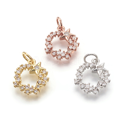 Brass Micro Pave Cubic Zirconia Charms KK-F774-09-NR-1