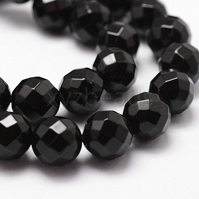 Natural Dyed & Heated Black Onyx Beads Strands G-D840-23-6mm-1