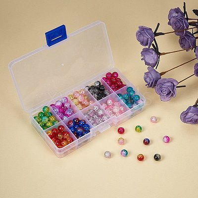Round Transparent Crackle Glass Beads CCG-X0006-B-WH-1