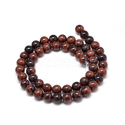Natural Mahogany Obsidian Round Bead Strands G-P075-26-8mm-1