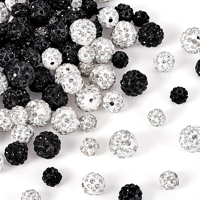 120Pcs 6 Styles Rhinestone Pave Disco Ball Beads RB-TA0001-14-1