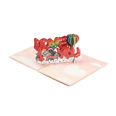 Rectangle 3D Pop Up Paper Greeting Card AJEW-F064-01D-1