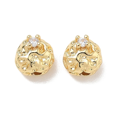 Brass Micro Pave Clear Cubic Zirconia Beads CU-CBA91C0-06G-1