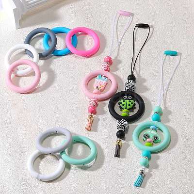 9Pcs Ring Food Grade Eco-Friendly Silicone Focal Beads JX895J-1