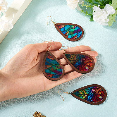 2Pairs 2 Colors Acrylic Dangle Earrings for Women EJEW-TA0001-53A-1