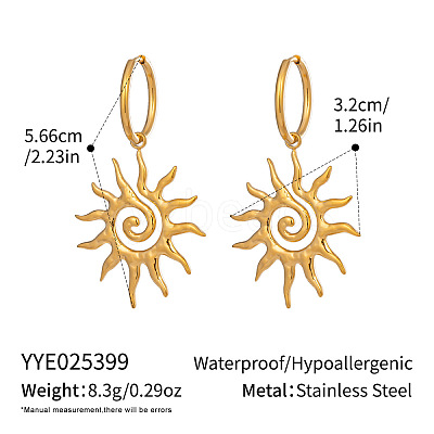 European 304 Stainless Steel Spiral Sun Hollow Dangle Earrings for Women LD6957-2-1