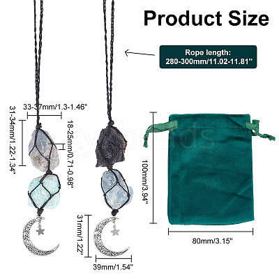 2Pcs 2 Style Cotton Braided Pendant Decorations HJEW-AR0001-11B-1