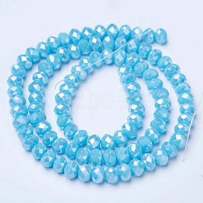 Electroplate Glass Beads Strands EGLA-A034-P6mm-B15-1