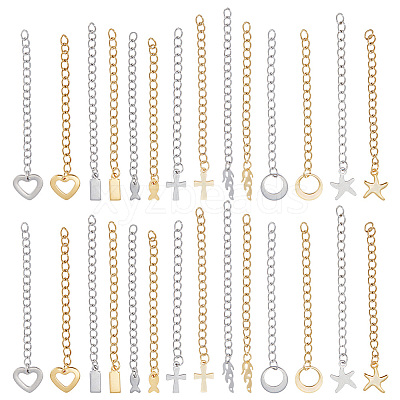 28Pcs 14 Style 304 Stainless Steel Chain Extender STAS-PH0004-70-1