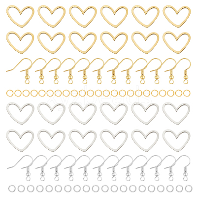 DIY Stainless Steel Heart Dangle Earrings Making Kit DIY-DR0001-39-1