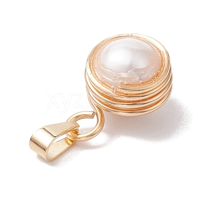 Natural Cultured Freshwater Pearl Copper Wire Wrapped Pendants PALLOY-JF02719-1