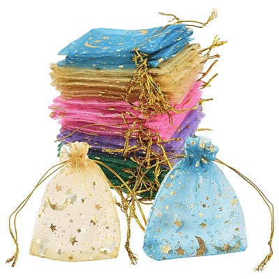 50Pcs Rectangle Organza Drawstring Bags CON-YW0001-90-1