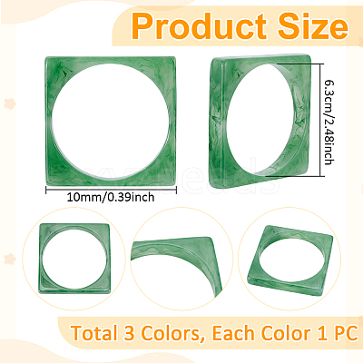 3Pcs 3 Colors Acrylic Bangles BJEW-UN0001-72A-1