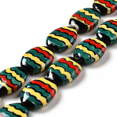 Handmade Printed Porcelain Beads PORC-F005-01C-1