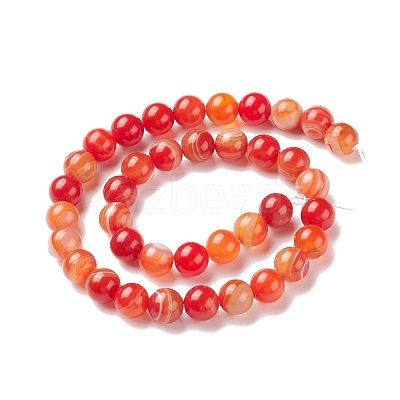 Natural Striped Agate/Banded Agate Bead Strands G-K155-A-10mm-05-1