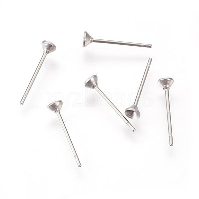 Non-Tarnish 304 Stainless Steel Post Stud Earring Settings STAS-I097-006A-P-1