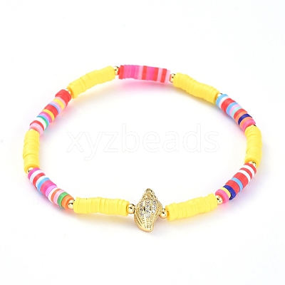 Handmade Polymer Clay Heishi Bead Stretch Bracelets X-BJEW-JB05078-02-1