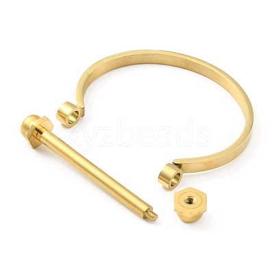 304 Stainless Steel D Shape Bar Screw Bangle BJEW-G636-05A-G-1