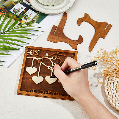 Wooden Family Tree With Heart Tag Sign AJEW-WH0609-088-1