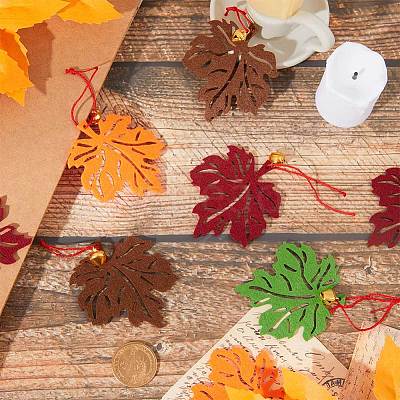 Autumn DIY Maple Leaf Tree Felt Hanging Ornaments DIY-WH0407-04-1