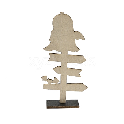 Halloween Wood Sign Ghost Ornament DJEW-M016-01C-1