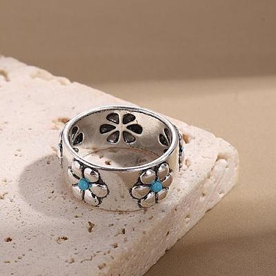 Retro Alloy and Turquoise Finger Rings FS-WGD8EB6-05-1
