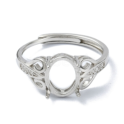 Adjustable 925 Sterling Silver 4 Prongs Ring Settings STER-K179-20P-1