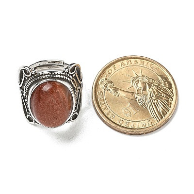 Synthetic Goldstone Adjustable Rings RJEW-I108-02AS-01-1