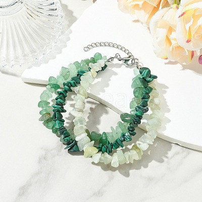 Natural & Synthetic Mixed Gemstone Chips Beaded Multi-strand Bracelets for Women BJEW-JB13986-1