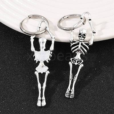 Alloy Skeleton Hoop Earrings EJEW-Z132-01AS-1