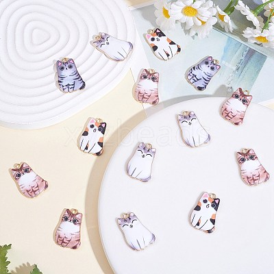 30Pcs 5 Colors Alloy Enamel Pendants ENAM-SZ0003-32-1