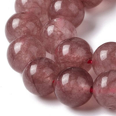 Natural Green Jade Imitation Strawberry Quartz Beads Strands G-B046-08B-1
