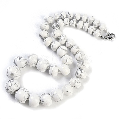 Natural Howlite Rondelle Graduated Beaded Necklaces for Women Men NJEW-K388-02O-1