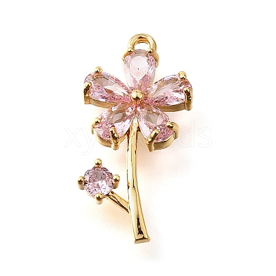 Brass Micro Pave Clear Cubic Zirconia Pendants KK-U065-01C-G-1