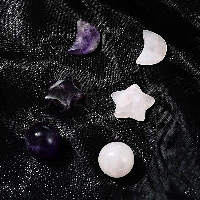 Natural Gemstone Healing Moon & Star & Round Ornaments AJEW-FS0001-12B-1