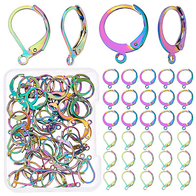 60Pcs 2 Style 304 Stainless Steel Leverback Earring Findings STAS-CN0001-17-1
