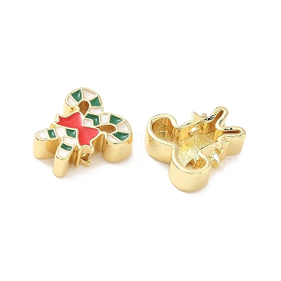 Christmas Brass Enamel Beads KK-I474-G08-1
