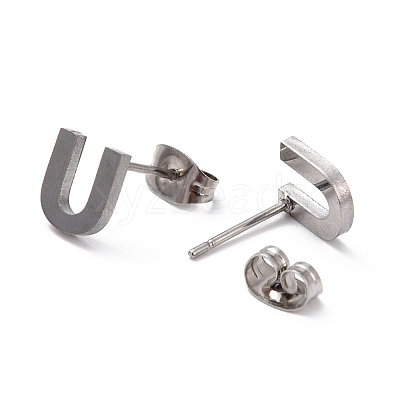 Tarnish Resistant 304 Stainless Steel Greek Alphabet Stud Earrings STAS-D007-07P-23-1
