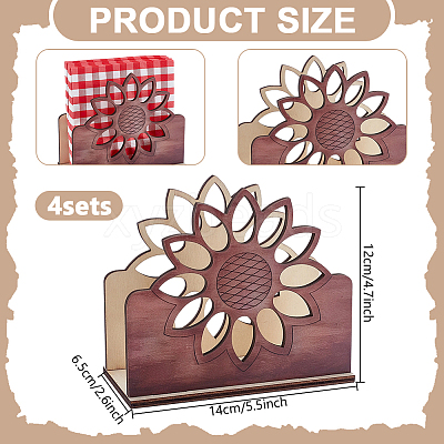 4Bags Sunflower Wood Napkin Holder AJEW-GO0004-72-1