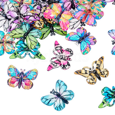 30Pcs 3 Styles Printed Translucent Acrylic Pendants OACR-TA0003-32-1