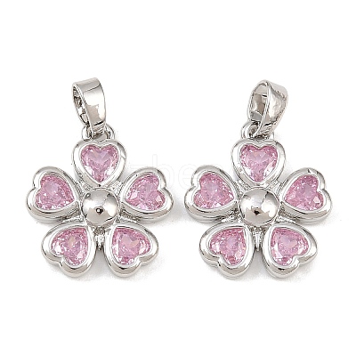 Brass Micro Pave Cubic Zirconia Pendants KK-C248-08P-1