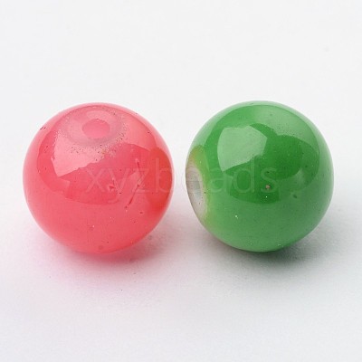 Mixed Style & Mixed Color Round Spray Painted Glass Beads DGLA-X0003-10mm-1