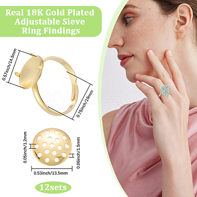 Brass Adjustable Ring Findings KK-BBC0018-54B-1
