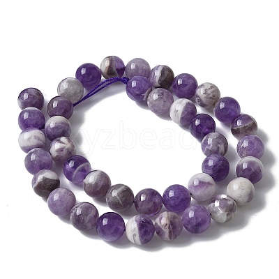 Round Natural Chevron Amethyst Bead Strands G-S380-01B-1