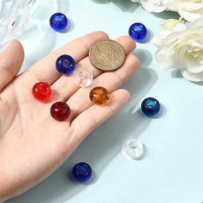 Mixed Color Handmade Rondelle Lampwork Large Hole European Beads X-GPDL-D003-M-1-1