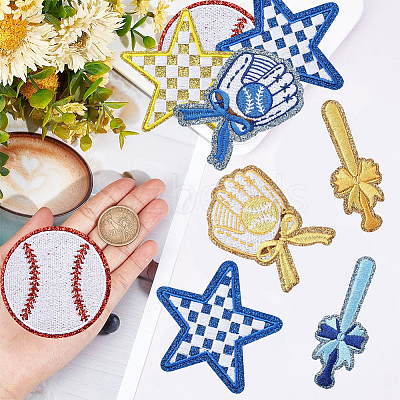 16Pcs 7 Styles Sports Theme Polyester Iron on/Sew on Patches DIY-GF0013-80-1