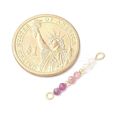 Faceted Round Natural Quartz Crystal & Ruby & Pink Tourmaline Beaded Connector Charms PALLOY-JF03530-09-1