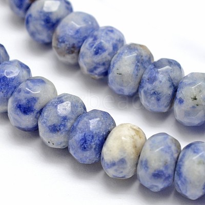 Faceted Natural Blue Spot Jasper Rondelle Beads Strands X-G-K090-05-1