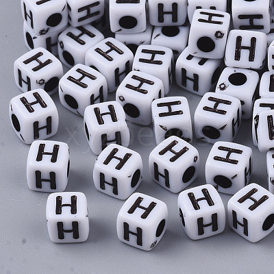 White Opaque Acrylic Beads MACR-R869-02H-1