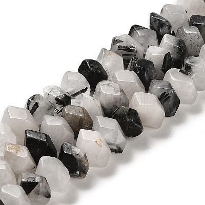 Natural Black Rutilated Quartz Beads Strands G-N327-05-01-1